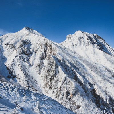 冬の中岳と阿弥陀岳の写真