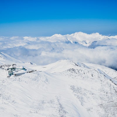 穂高連峰とコロナ観測所の写真