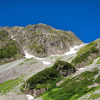 ザイテングラードの岩尾根から見える青空の写真