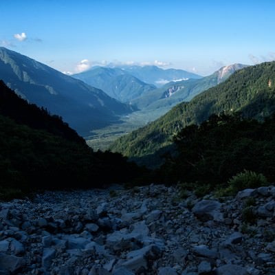 上高地につながる岳沢の登山道の写真