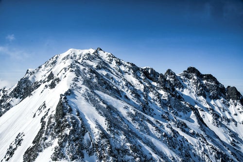 奥穂高岳への道のりとジャンダルム（飛騨山脈）の写真