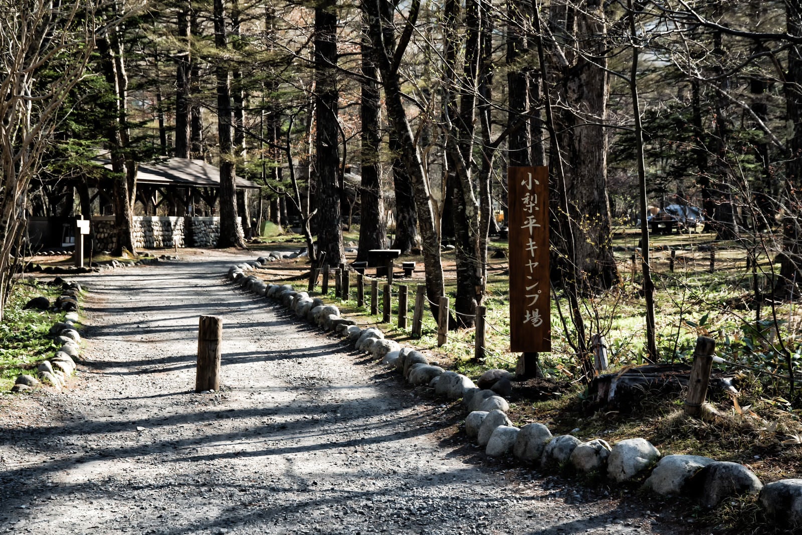 「小梨平キャンプ場へ続く道」の写真