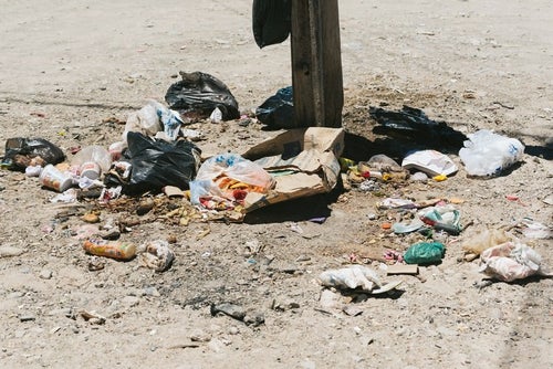 ポイ捨てされたゴミ（食べ残し）の写真