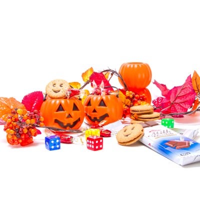 ハロウィンかぼちゃとお菓子の写真