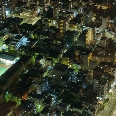 シムシティのような街（夜景）の写真