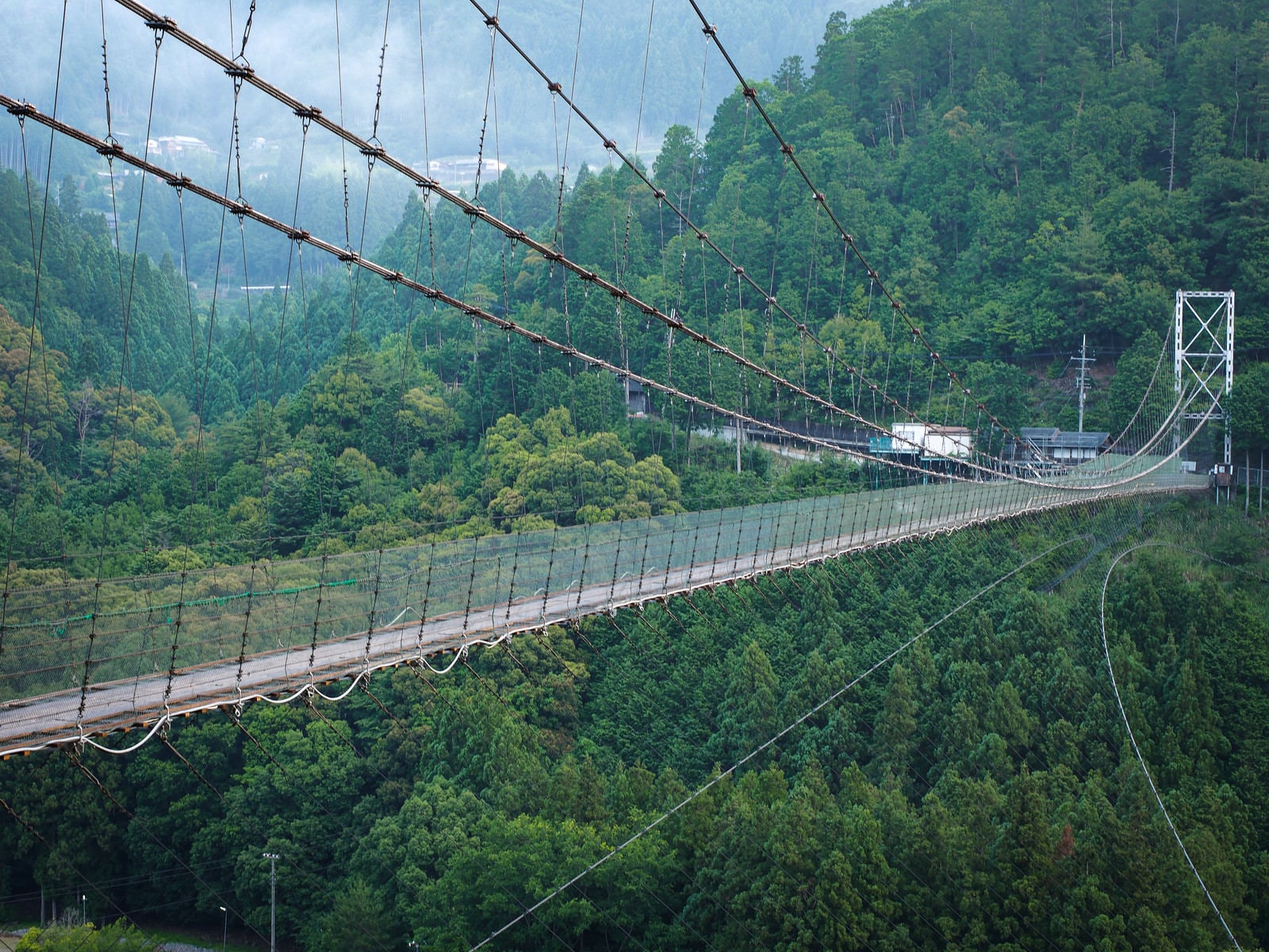「高所恐怖症には難易度の高い谷瀬の吊り橋」の写真