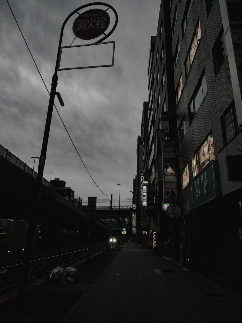 「曇り空と歩道」の写真