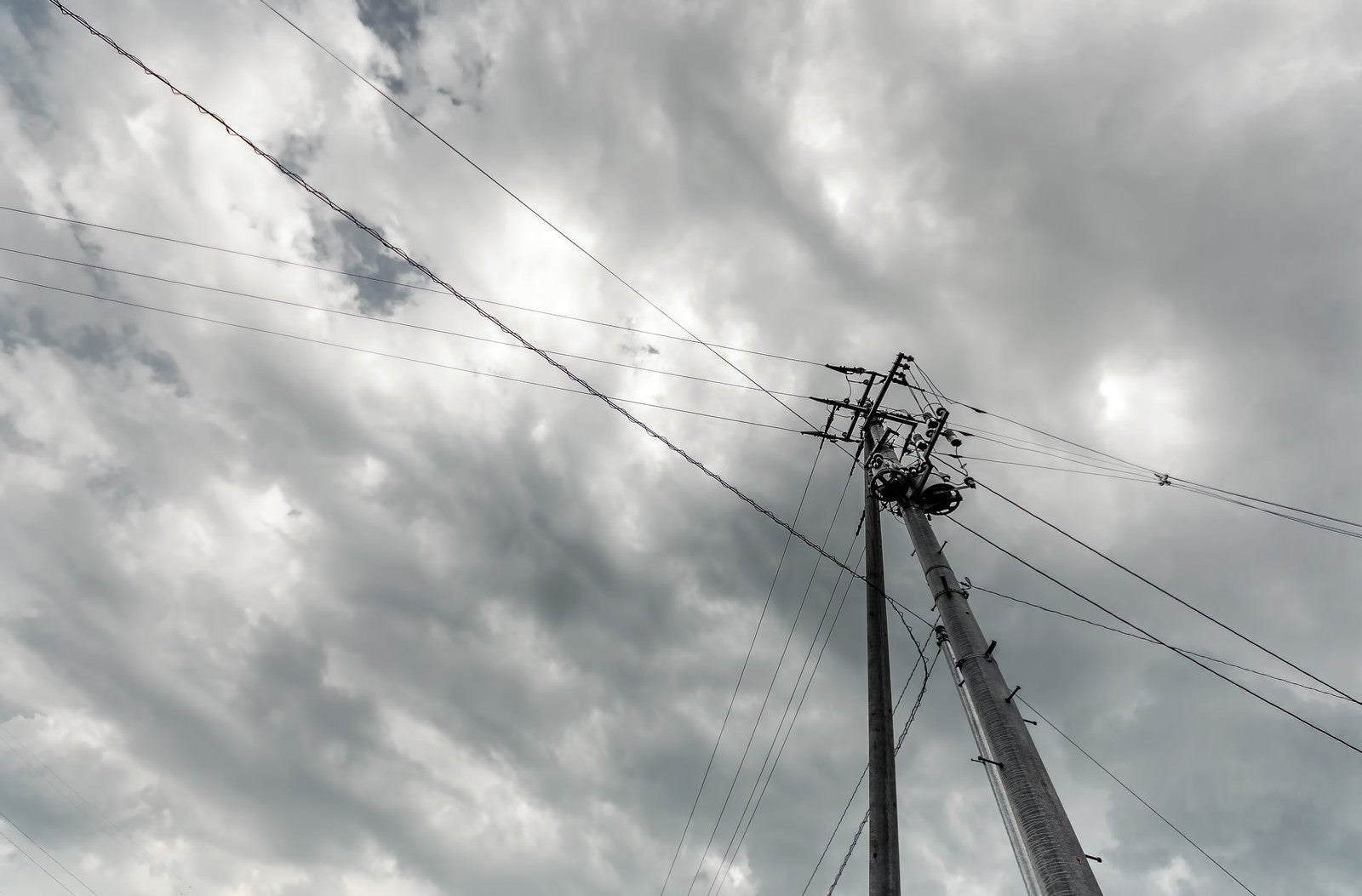 「電柱と曇り空」の写真