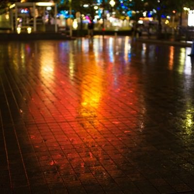 雨の横浜、観覧車の写真