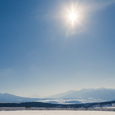 雪山からの風景の写真