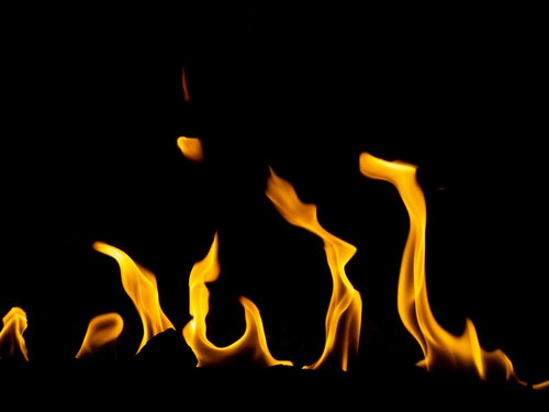 メラメラ燃え続ける火の写真