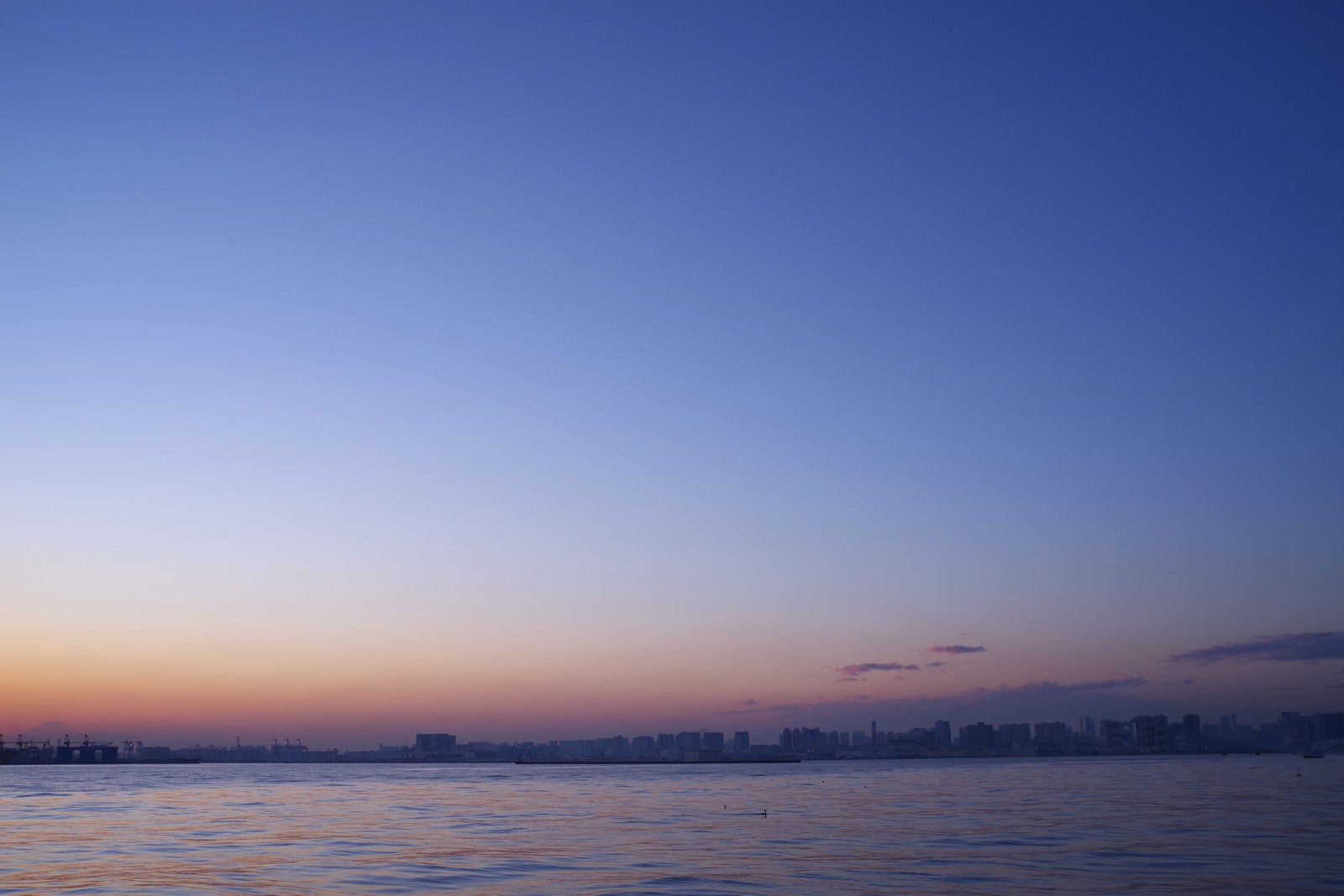 「夕焼け空と海沿い」の写真