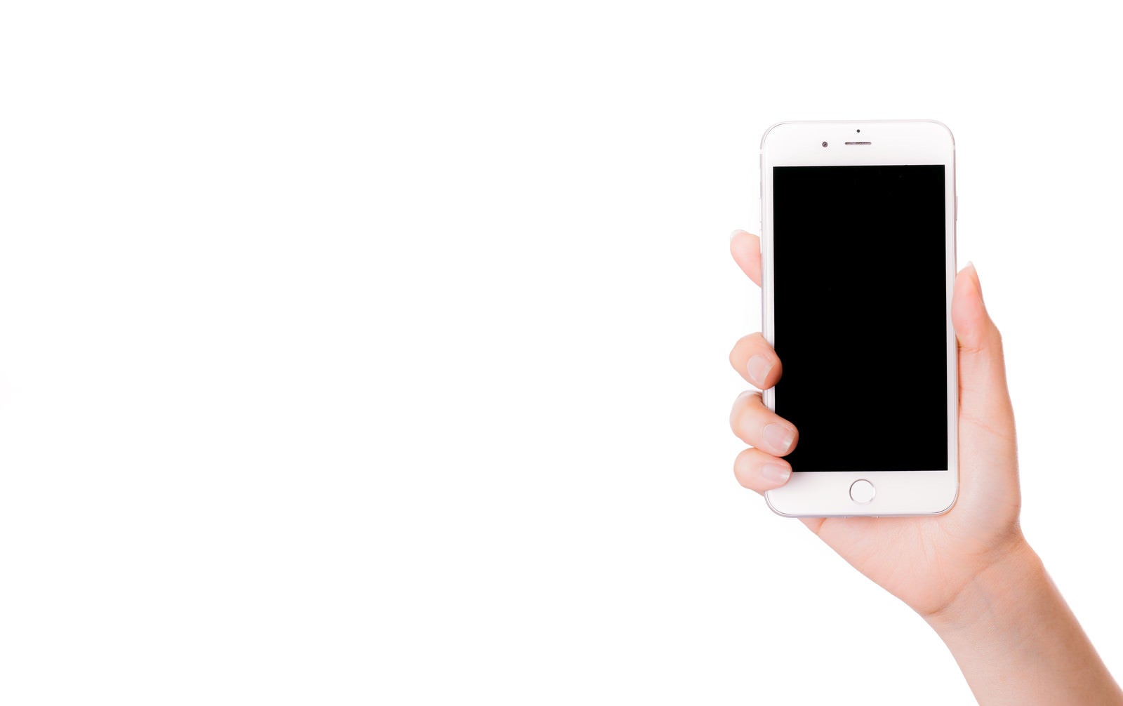 「スマートフォンを持った手と画面」の写真