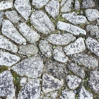 石が埋め込まれた地面の写真