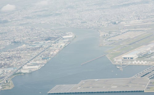 羽田空港から離陸後の東京の様子の写真