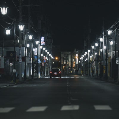 原ノ町駅前の商店街（深夜）の写真