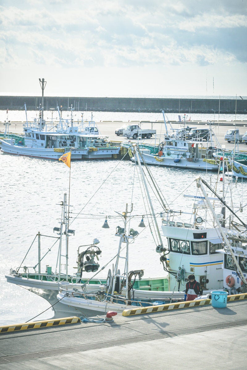 「請戸漁港に停泊する漁船」の写真