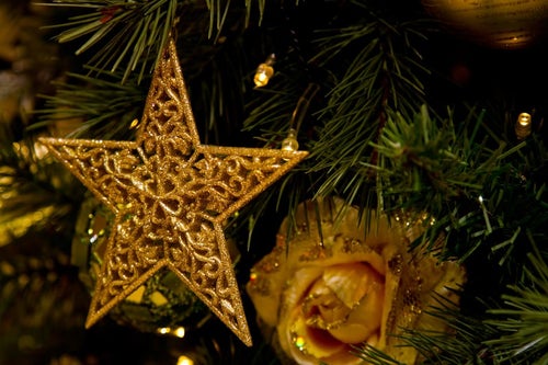 クリスマスツリーについたスター飾りの写真