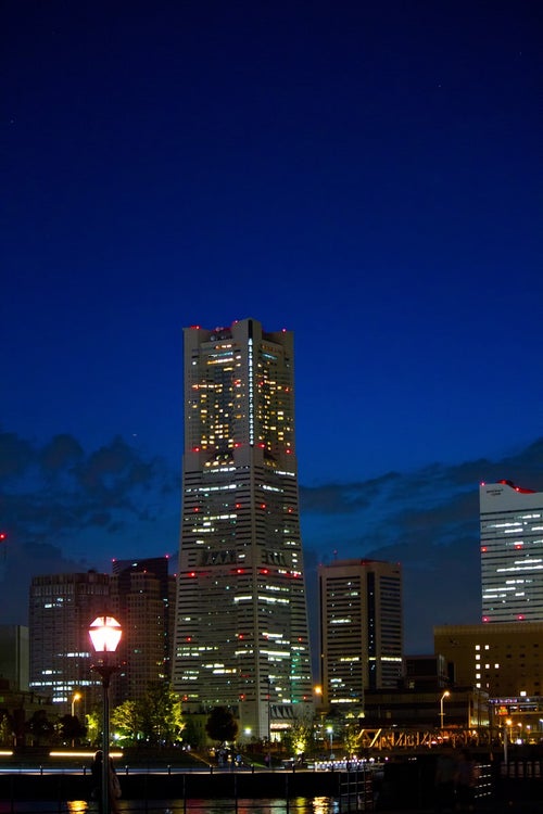夜景とランドマークタワーの写真