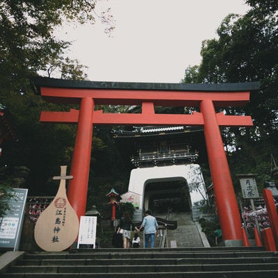 江島神社の鳥居（入り口）の写真