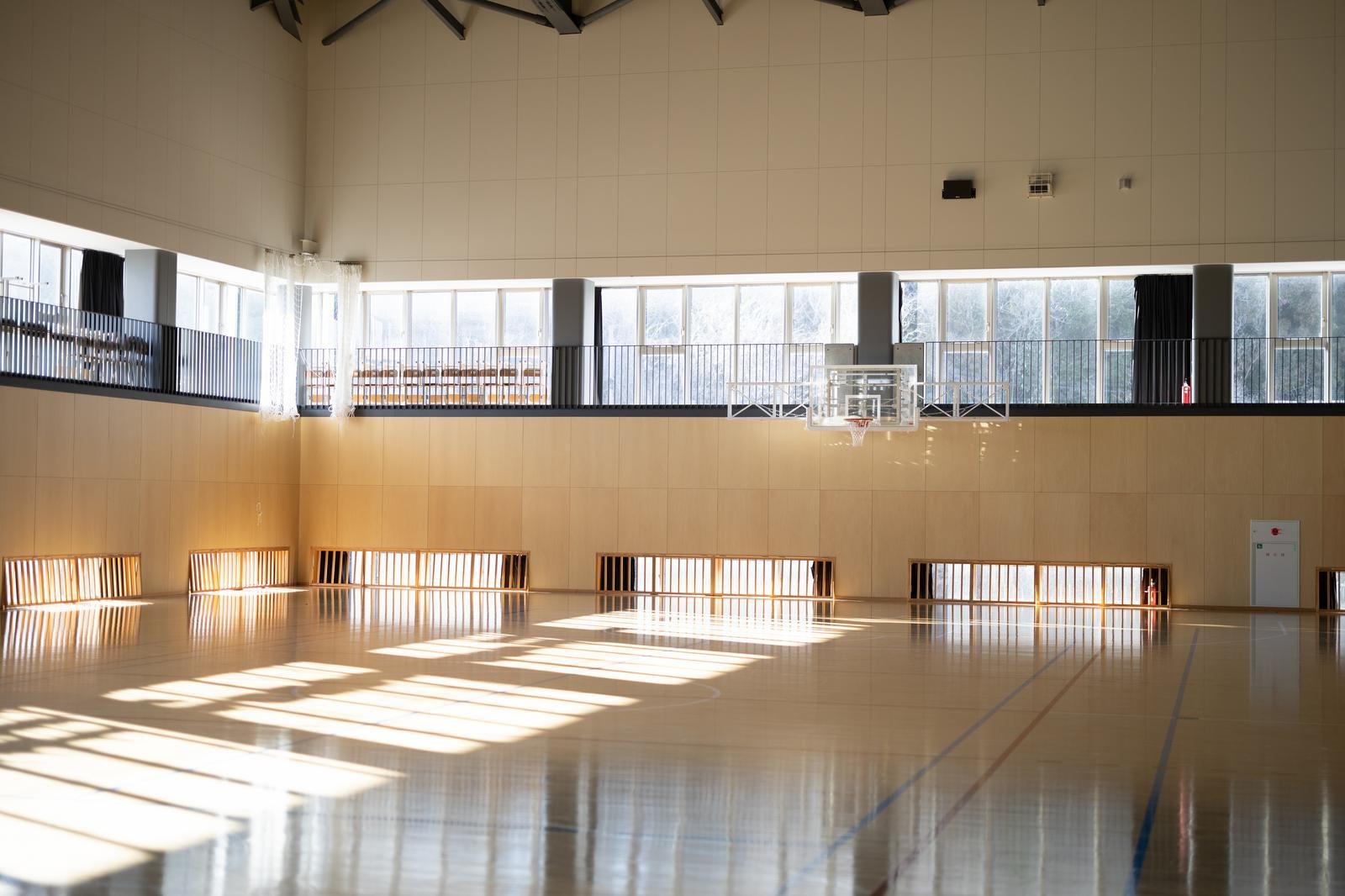 「自然光とふたば未来学園の体育館」の写真