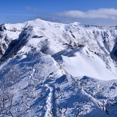 雪で覆われた上州武尊山（じょうしゅうほたかやま）の写真
