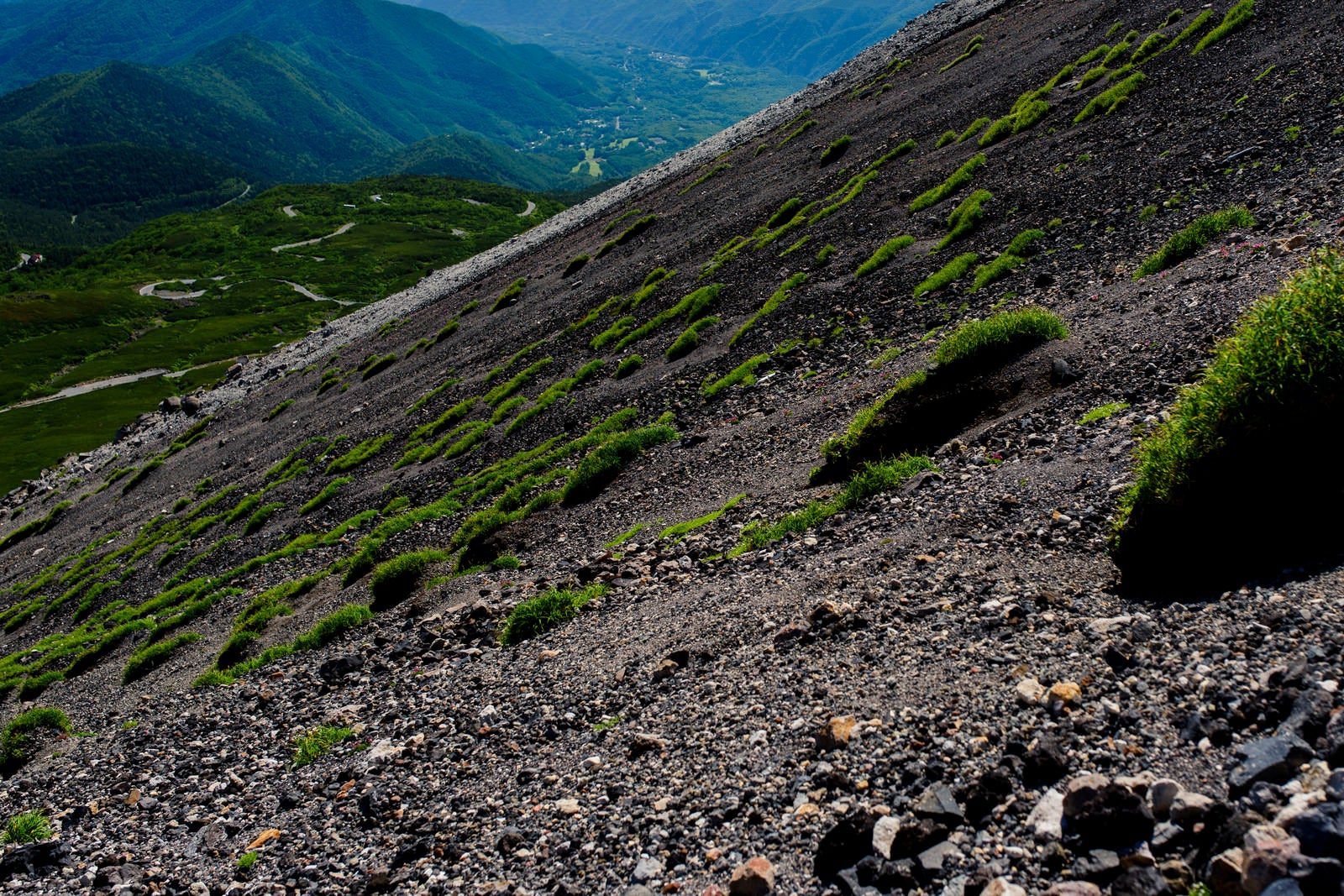 「高山植物も少ない乗鞍岳の斜面」の写真