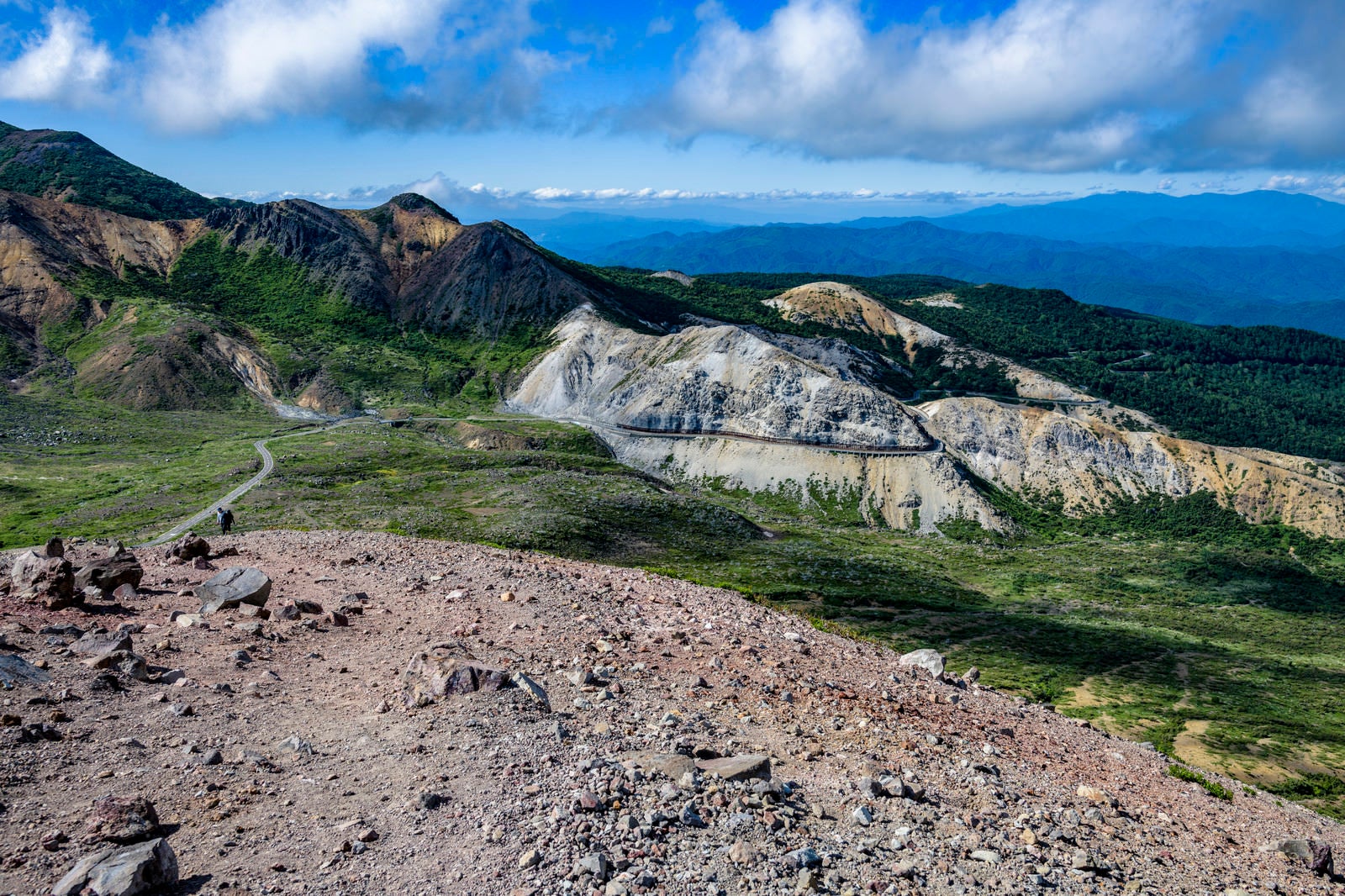 「吾妻小富士から見るスカイラインと登山道（吾妻連峰）」の写真
