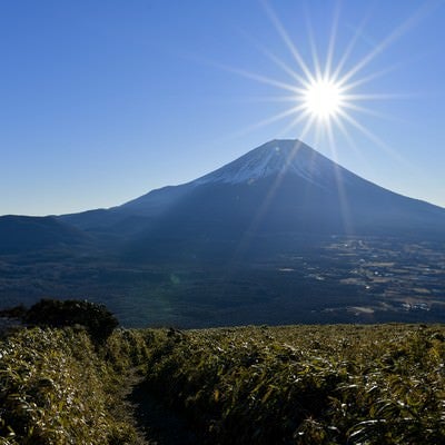 富士山と光芒の写真
