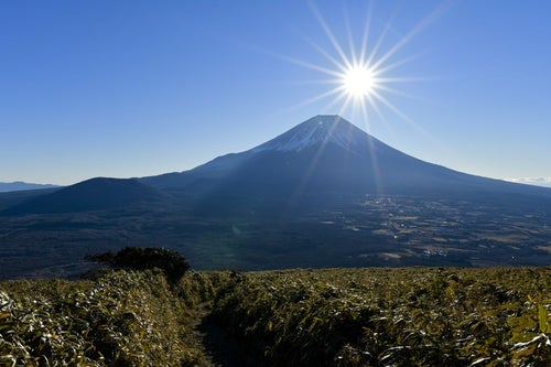 富士山と光芒の写真