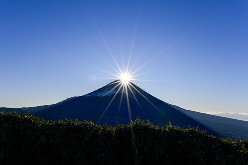 竜ヶ岳から見るダイヤモンド富士の写真