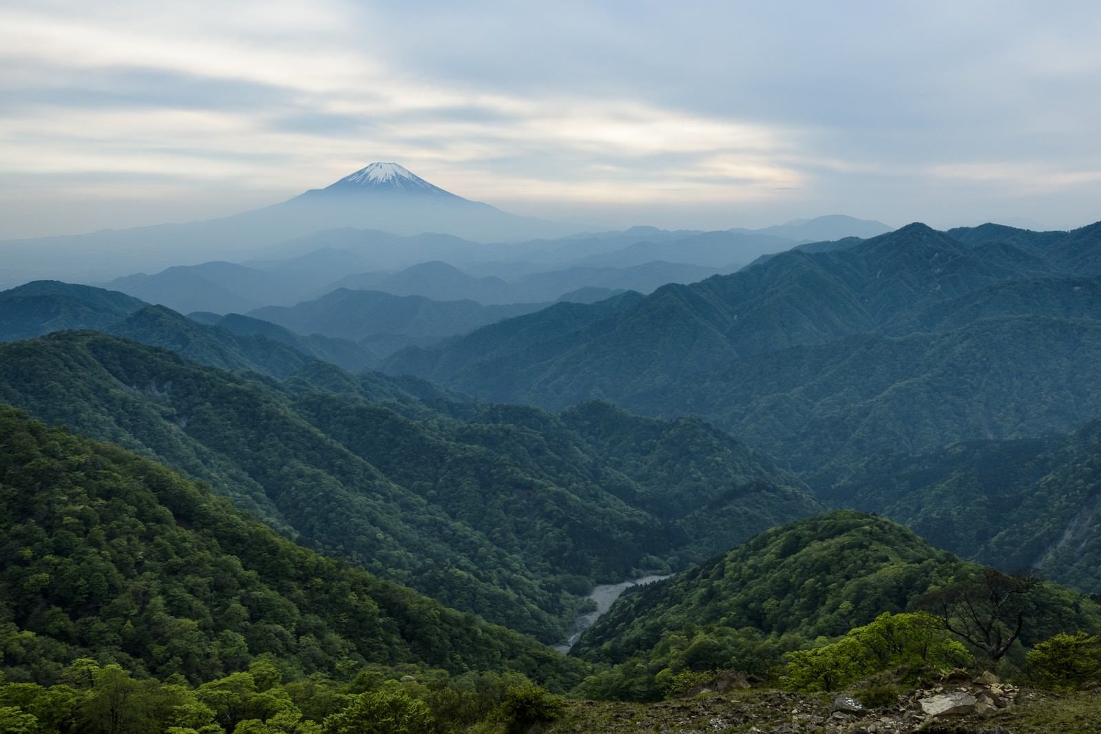 「丹沢山地から見る富士山」の写真