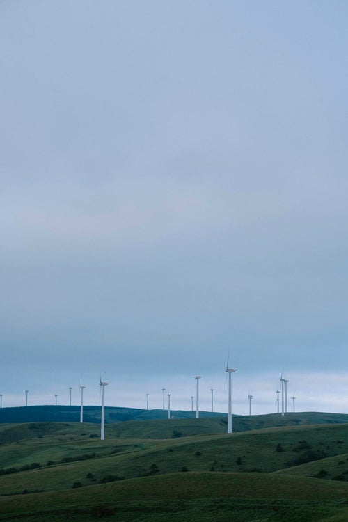 宗谷丘陵の風車の写真