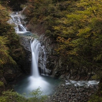 西沢渓谷の秋の七ツ釜五段の滝の写真