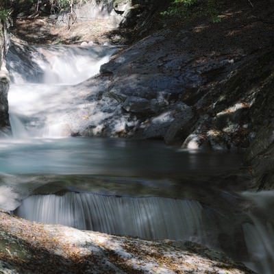 西沢渓谷の美しい水が流れる渓流の写真