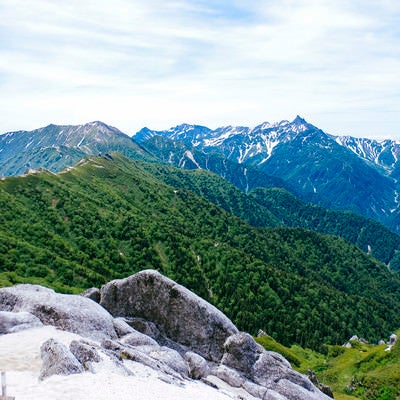 燕岳から見る常念岳（じょうねんだけ）の写真