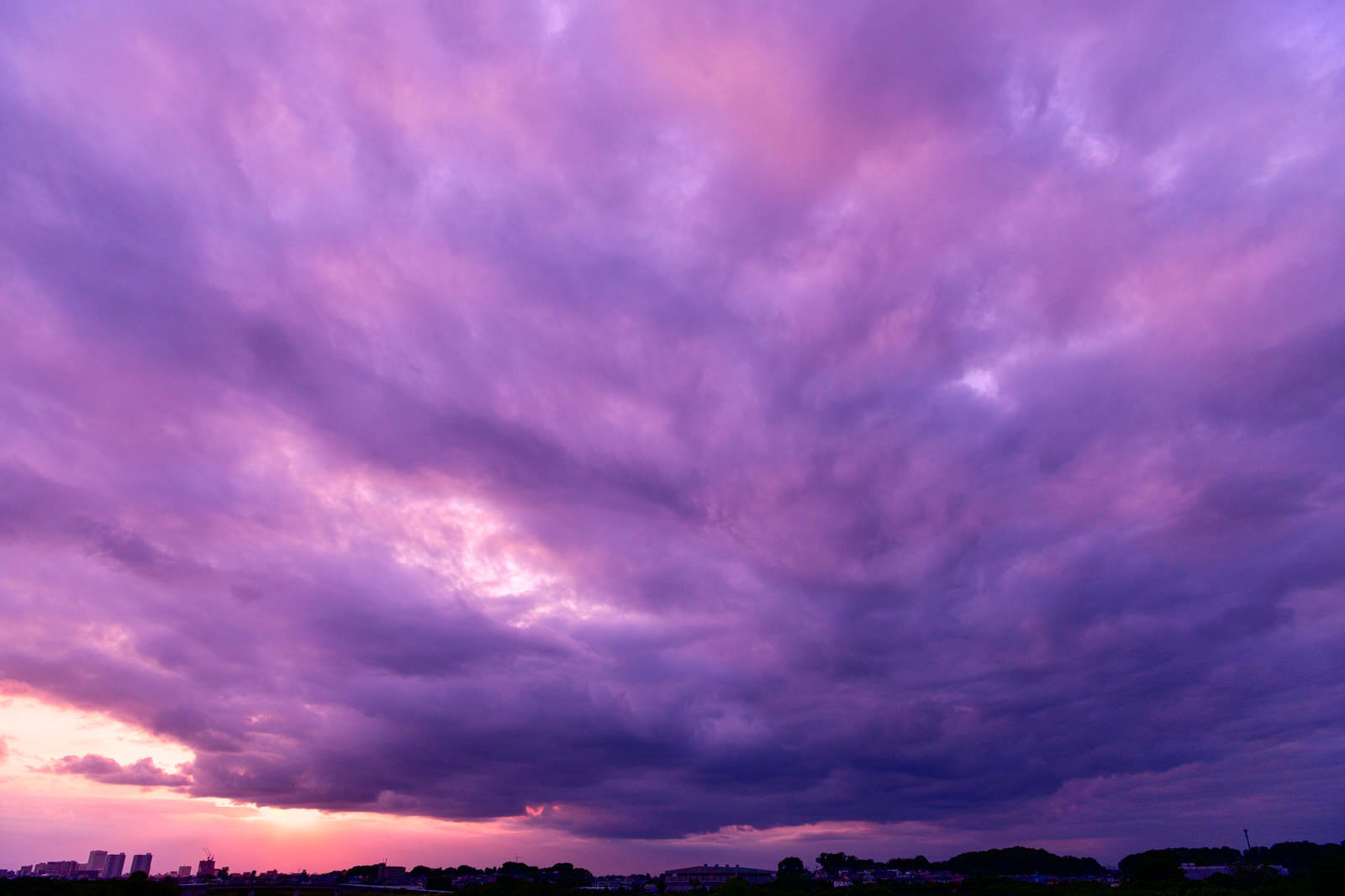 「紫色に染まる巨大な雲」の写真