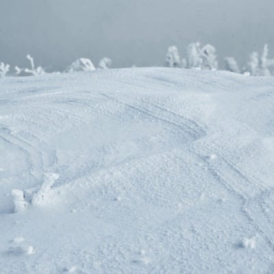 雪上に出来る波形の紋様（シュカブラ）の写真