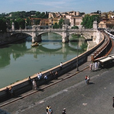 川と街並み（イタリア）の写真