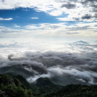 どこまでも続く雲海とにゅう（八ヶ岳連峰）の写真