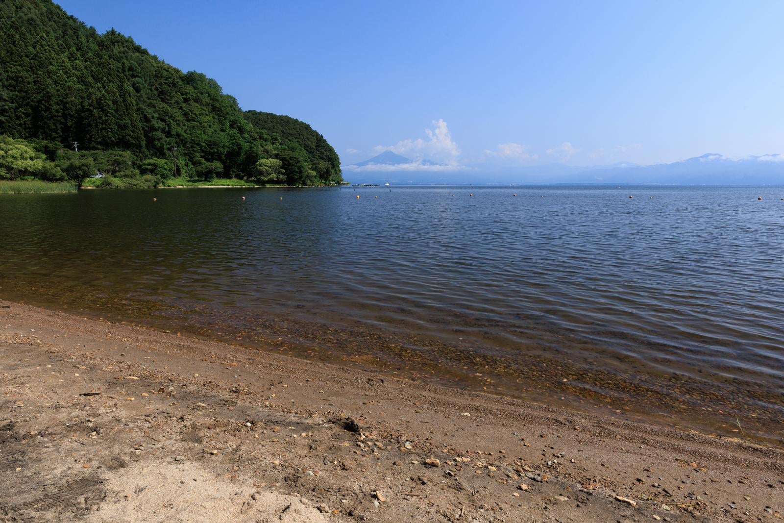 「青空と高い秋山浜」の写真