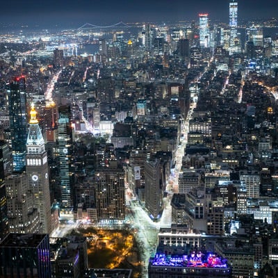 エンパイアステートビル展望台から見た夜景（ニューヨーク）の写真