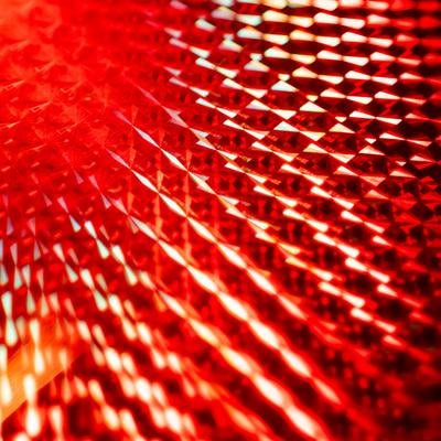 キラキラ輝く赤系LEDホログラムの写真