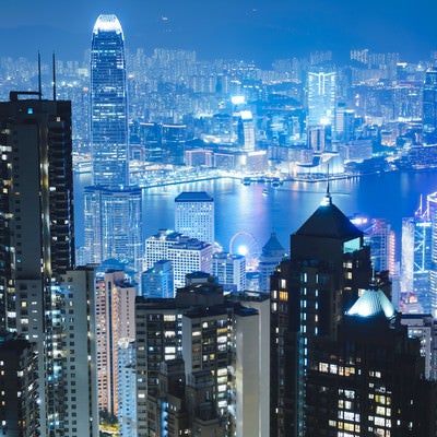香港島の山頂から見える夜景の写真