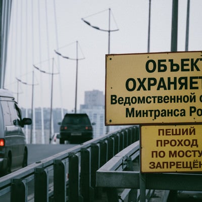 ウラジオストク黄金橋の入り口の案内板の写真