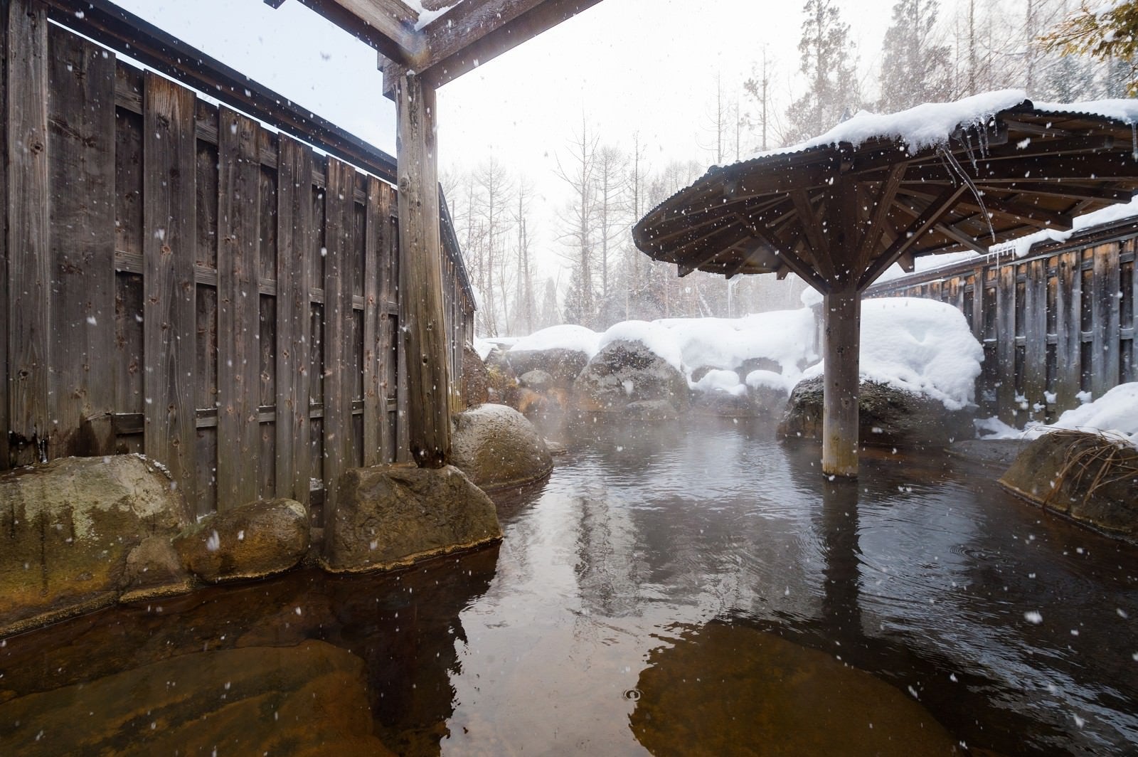 「冬の醍醐味、雪の露天風呂」の写真