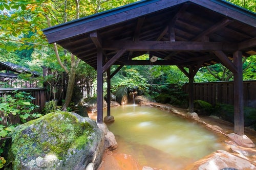 限りなく天然に近い「平湯民俗館」の源泉かけ流し露天風呂の写真