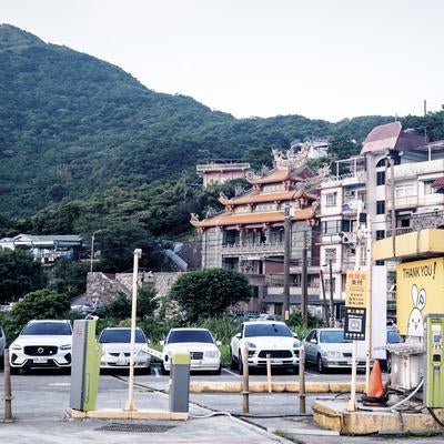 台湾九份の駐車場の写真