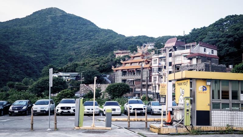 台湾九份の駐車場の写真