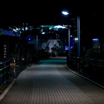 深夜の歩道の写真
